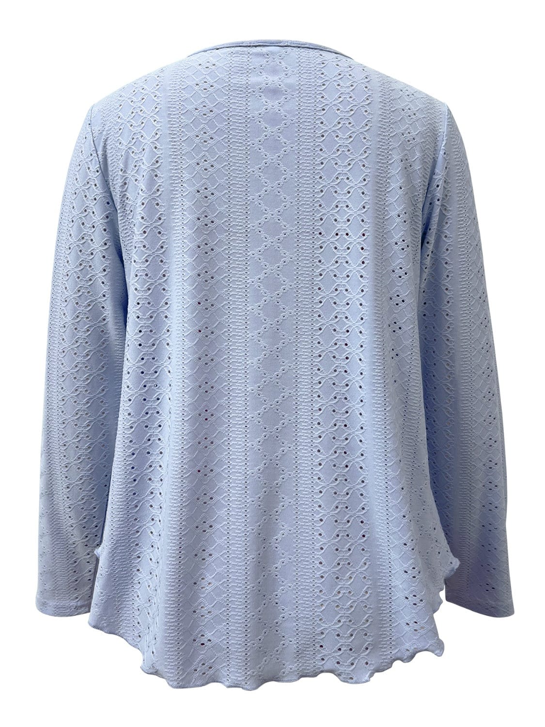 Eyelet Long Sleeve Blouse - Trendsi