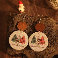 PU Leather Christmas Tree Earrings - Trendsi