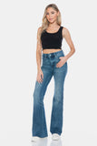 Judy Blue Full Size Tummy Control Cut Hem Flare Jeans - Trendsi