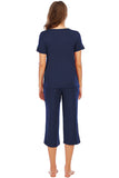 V-Neck Short Sleeve Top and Pants Lounge Set - Flyclothing LLC