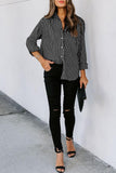 Striped Button Up Long Sleeve Shirt Trendsi