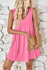 Plunge Wide Strap Mini Tank Dress - Trendsi