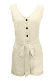 Full Size Tied V-Neck Sleeveless Romper with Pockets - Trendsi