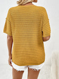 Round Neck Half Sleeve Knit Top - Flyclothing LLC