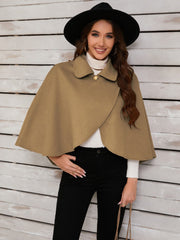 Collared Neck Cropped Cape - Trendsi