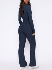 V-Neck Long Sleeve Top and Pants Set