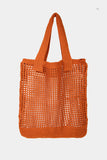 Fame Pointelle Knit Crochet Tote Bag Trendsi