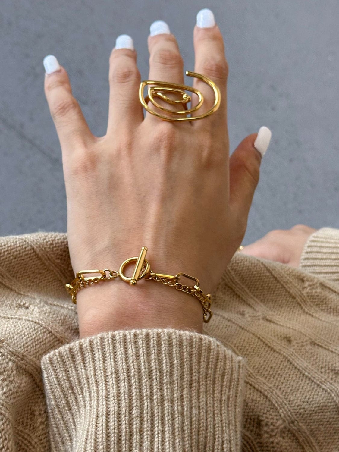 18K Gold-Plated Stainless Steel Chain Bracelet - Trendsi