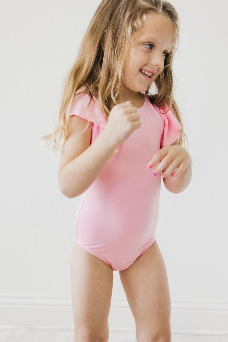 Bubblegum Pink S/S Flutter Sleeve Leotard - Mila & Rose ®