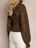 Lace Round Neck Long Sleeve T-Shirt - Trendsi