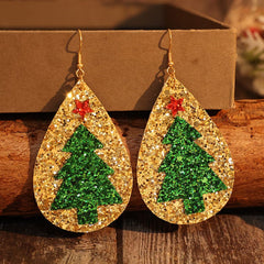 PU Leather Christmas Tree Earrings - Trendsi