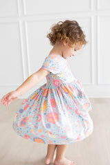 Blue Retro Unicorns S/S Pocket Twirl Dress - Mila & Rose ®