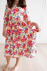 Last Bud Not Least 3/4 Sleeve Pocket Twirl Dress