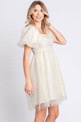 GeeGee Pearl Mesh Puff Sleeve Babydoll Dress Trendsi