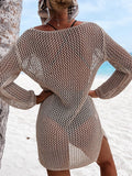 Openwork Tie Neck Cover-Up - Flyclothing LLC