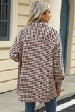 Houndstooth Button Up Dropped Shoulder Coat - Trendsi