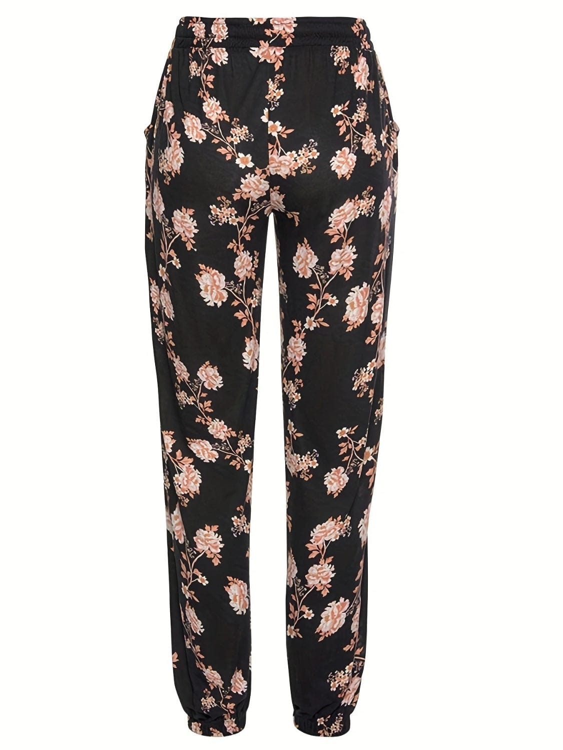 Drawstring Flower Pants with Pockets - Trendsi