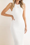 Slit Ribbed Round Neck Sleeveless Dress Trendsi