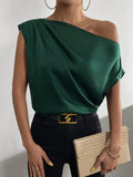 Ruched Single Shoulder Blouse - Flyclothing LLC