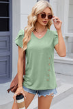 V-Neck Petal Sleeve T-Shirt - Flyclothing LLC