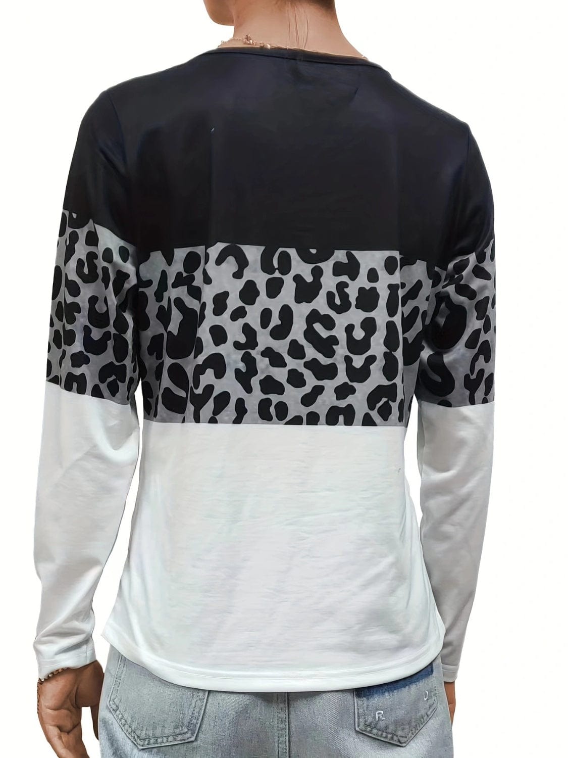 Crisscross Color Block Long Sleeve T-Shirt - Trendsi