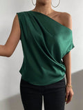 Ruched Single Shoulder Blouse - Flyclothing LLC