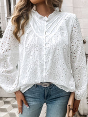 Frill Round Neck Long Sleeve Shirt