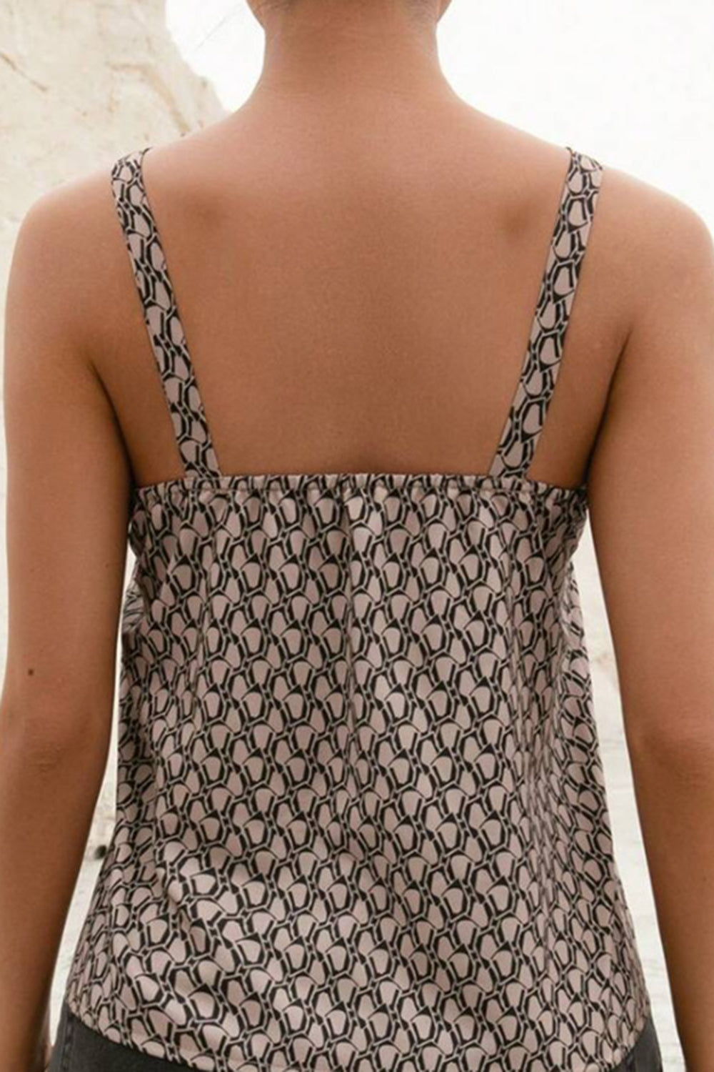 Decorative Buckle Printed Notched Tank Trendsi