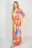 White Birch Printed V-Neck Maxi Dress with Pockets - Flyclothing LLC