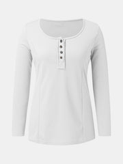 Full Size Scoop Neck Long Sleeve T-Shirt - Trendsi