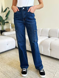 Judy Blue Full Size High Waist Straight Cargo Jeans - Trendsi