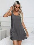 Full Size Scoop Neck Wide Strap Mini Dress - Trendsi