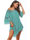 Backless Cutout Three-Quarter Sleeve Cover Up - Flyclothing LLC