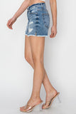 RISEN Stepped Waist Frayed Denim Shorts - Flyclothing LLC