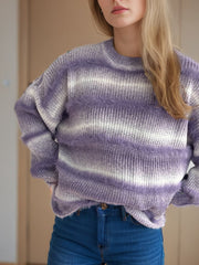 Gradient Round Neck Dropped Shoulder Sweater - Trendsi