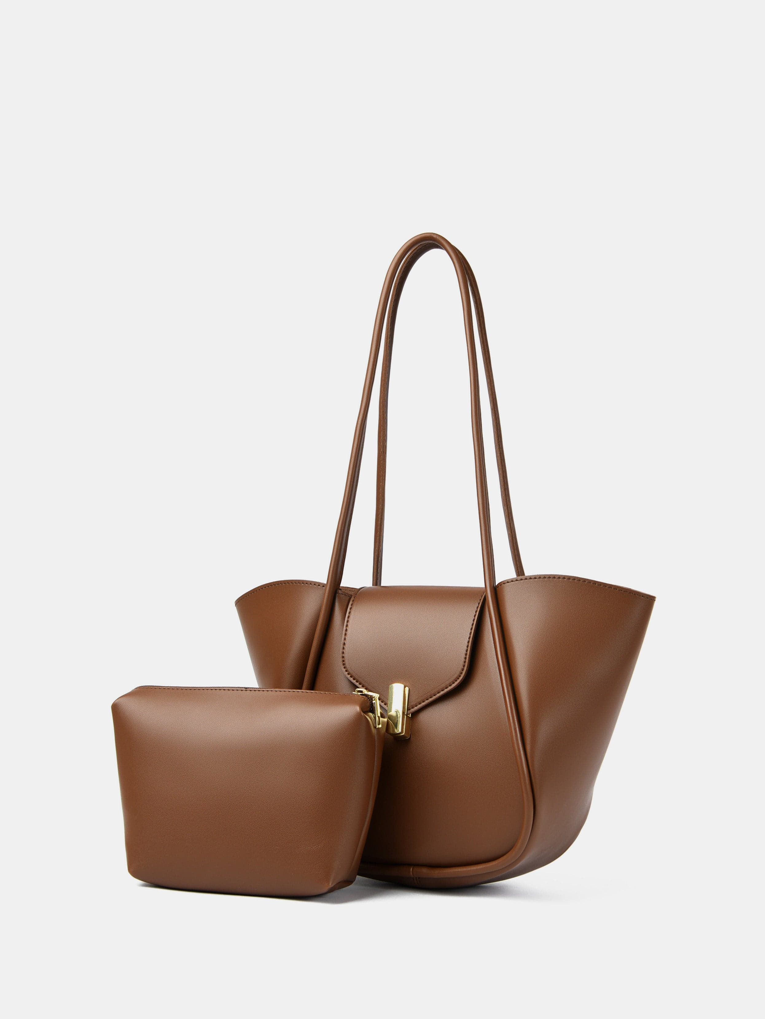 PU Leather Shoulder Bag with Pouch - Trendsi