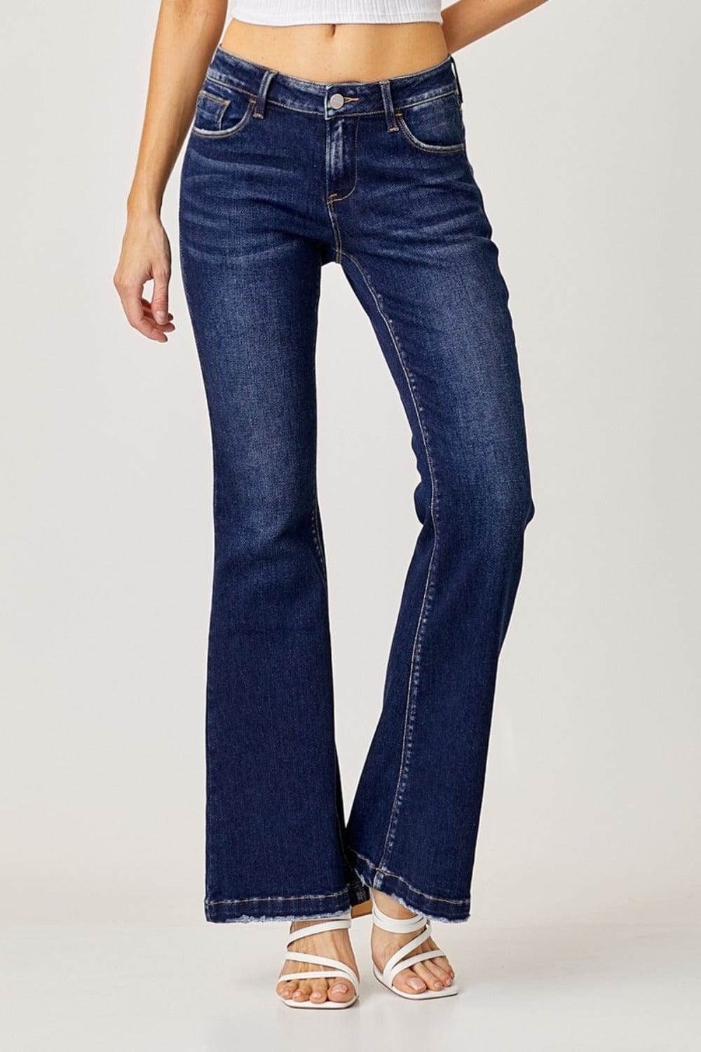 RISEN Full Size Low Rise Flare Jeans - Trendsi