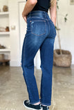 Judy Blue Full Size High Waist Rigid Magic Heavy Destroy Straight Jeans - Trendsi