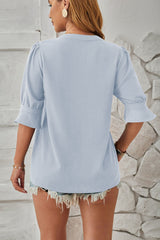 Notched Half Sleeve Blouse Trendsi