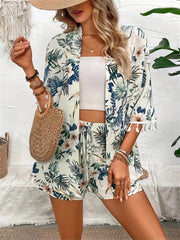 Printed Half Sleeve Top and Shorts Set - Trendsi