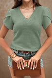 V-Neck Petal Sleeve Blouse Trendsi