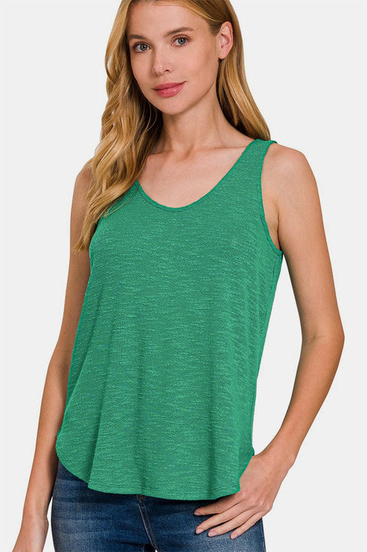 Zenana Curved Hem Round Neck Tank