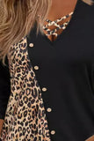 Crisscross Leopard V-Neck Long Sleeve T-Shirt - Flyclothing LLC