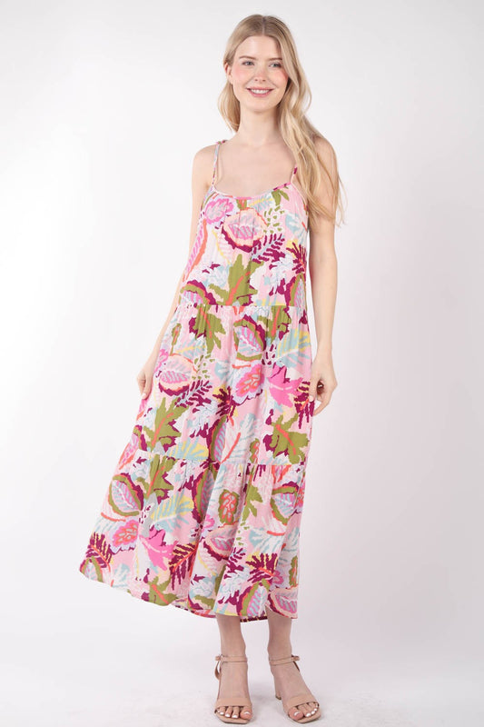 VERY J Tropical Printed Cami Midi Dress Trendsi