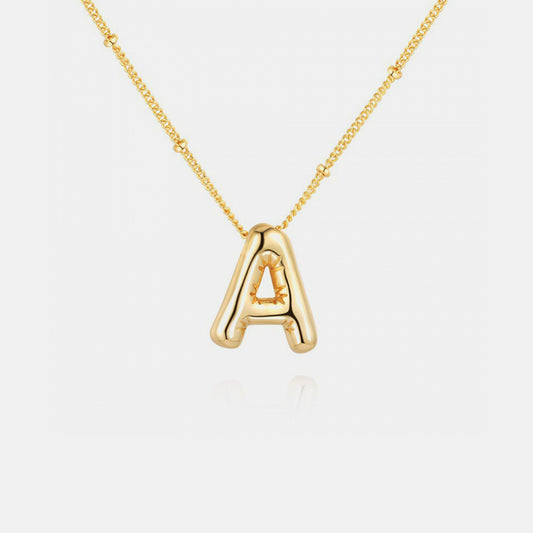 Gold-Plated Letter Pendant Necklace Trendsi