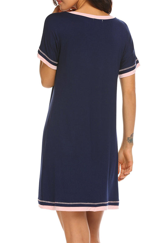 Contrast Trim Short Sleeve Lounge Dress Trendsi