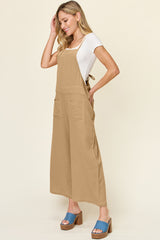 Double Take Full Size Texture Sleeveless Wide Leg Overall Trendsi