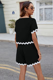 Contrast Trim Round Neck Top and Shorts Set - Trendsi