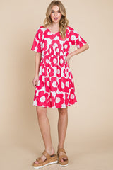 BOMBOM Flower Print Ruched Dress - Trendsi