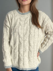 Cable Knit Round Neck Long Sleeve Sweater - Trendsi